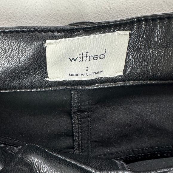 Aritzia Wilfred The Melina Pant High Waist Vegan Leather Straight Black US 2 NWT - Picture 5 of 11